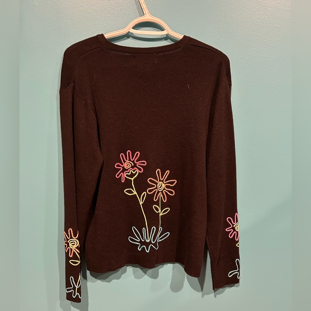 Art Teacher Black Floral Embroidered Cardigan - Picture 5 of 5